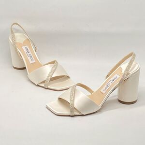 Jimmy Choo Plum Satin & Glitter Slingback Sandals size 38